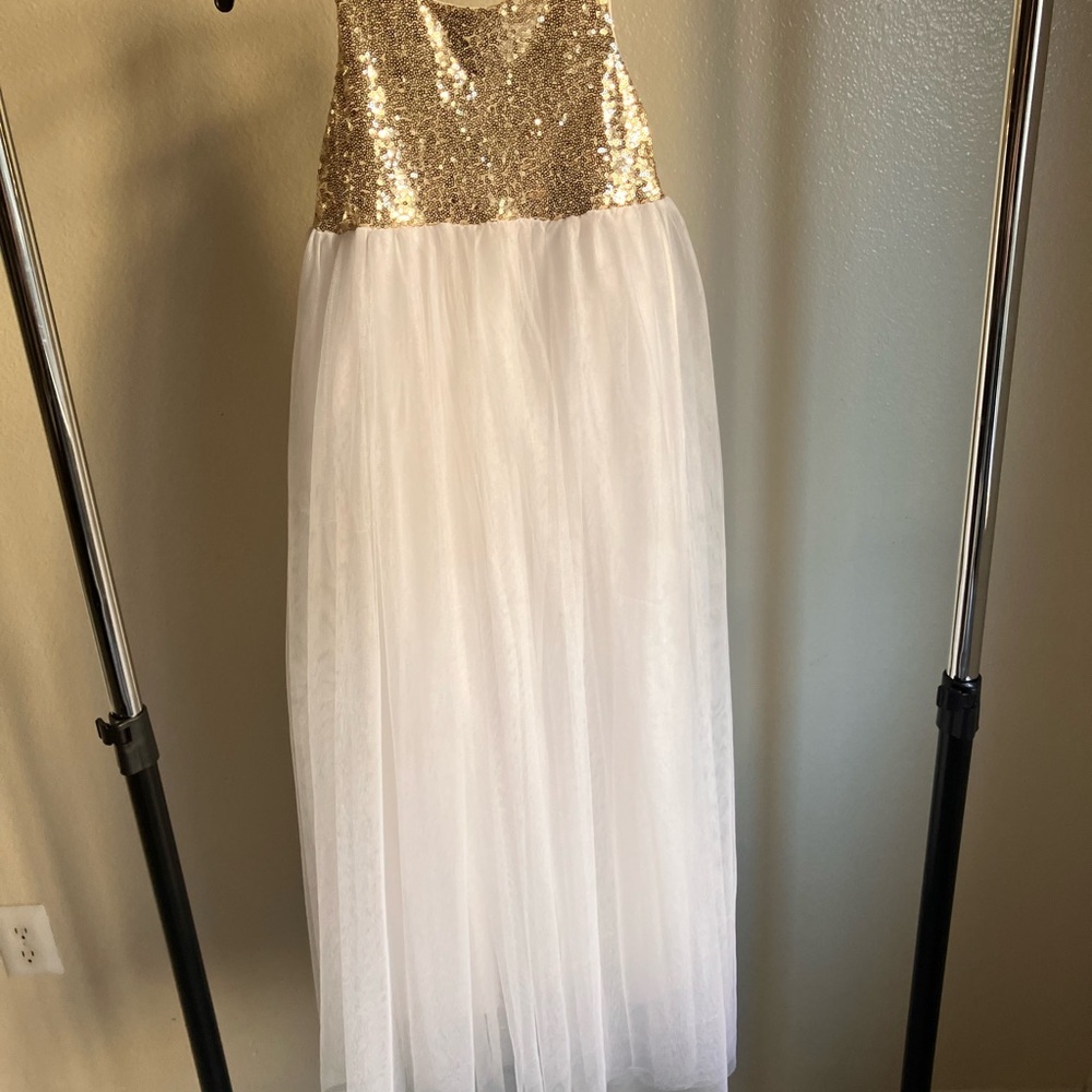 Just Couture Gold Sequin and White Dress